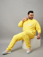 Lime Yellow Printed Plus Size Track Pant