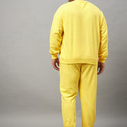 Lime Yellow Printed Plus Size Track Pant