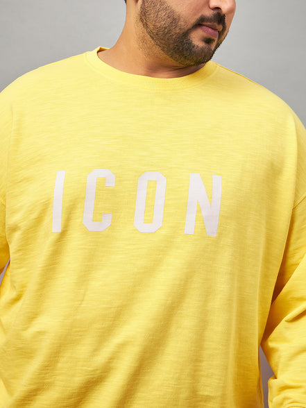 Lime Yellow Printed Plus Size Track Pant