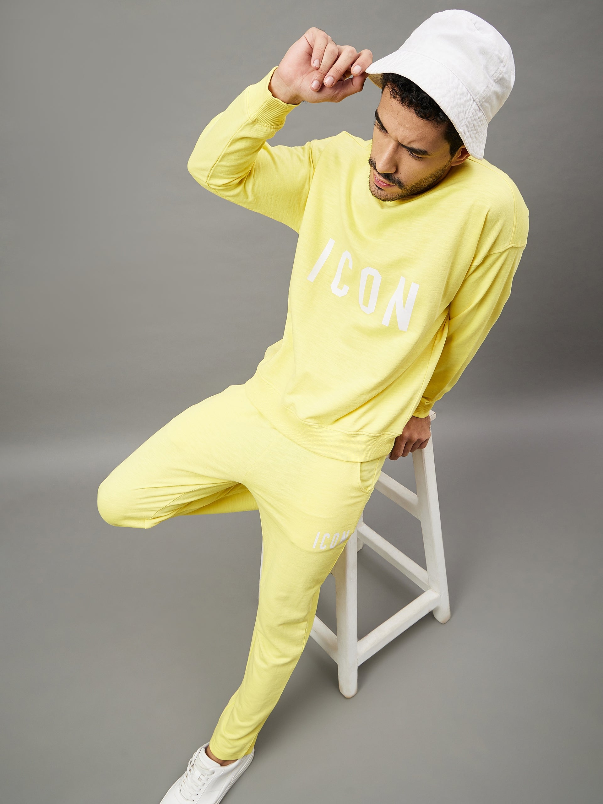Lime Yellow Round Neck Track Suit
