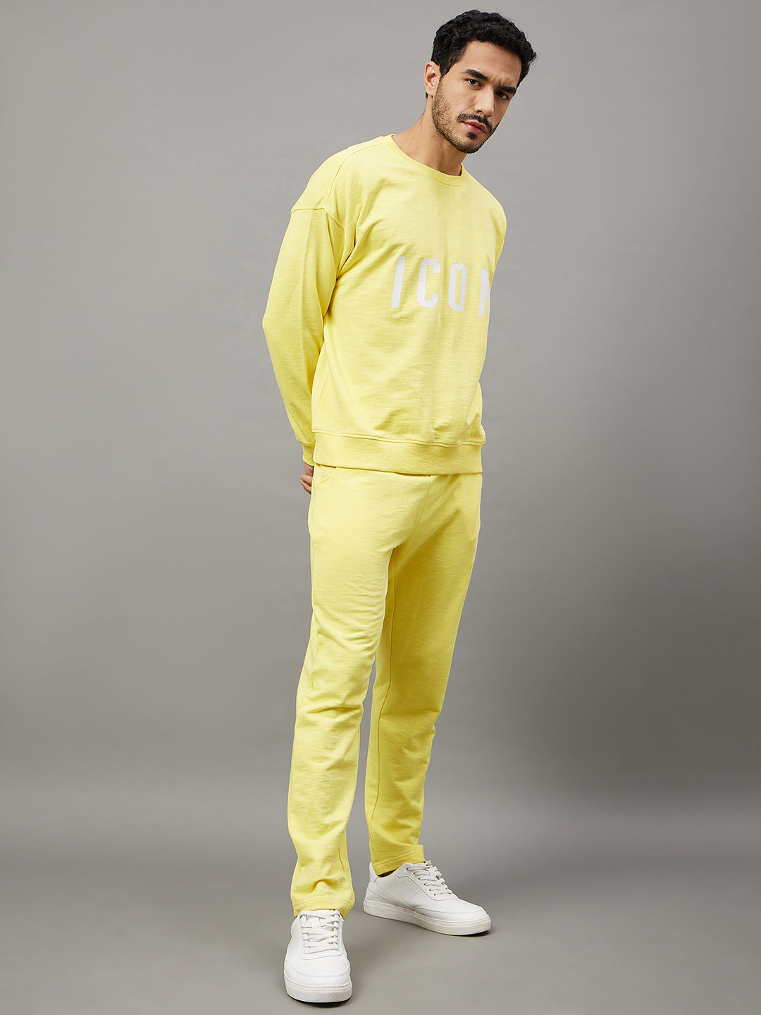 Lime Yellow Round Neck Track Suit
