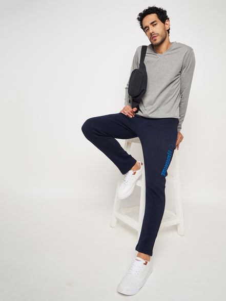 Navy Blue Printed Track Pant
