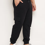Black Solid Track Pant