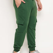 Green Solid Track Pant