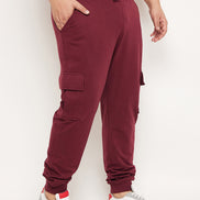 Maroon Solid Track Pant