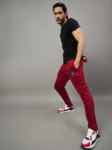 Wine Solid Track Pant