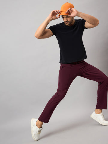 Wine Solid Track Pant