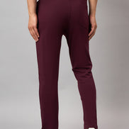 Wine Solid Track Pant
