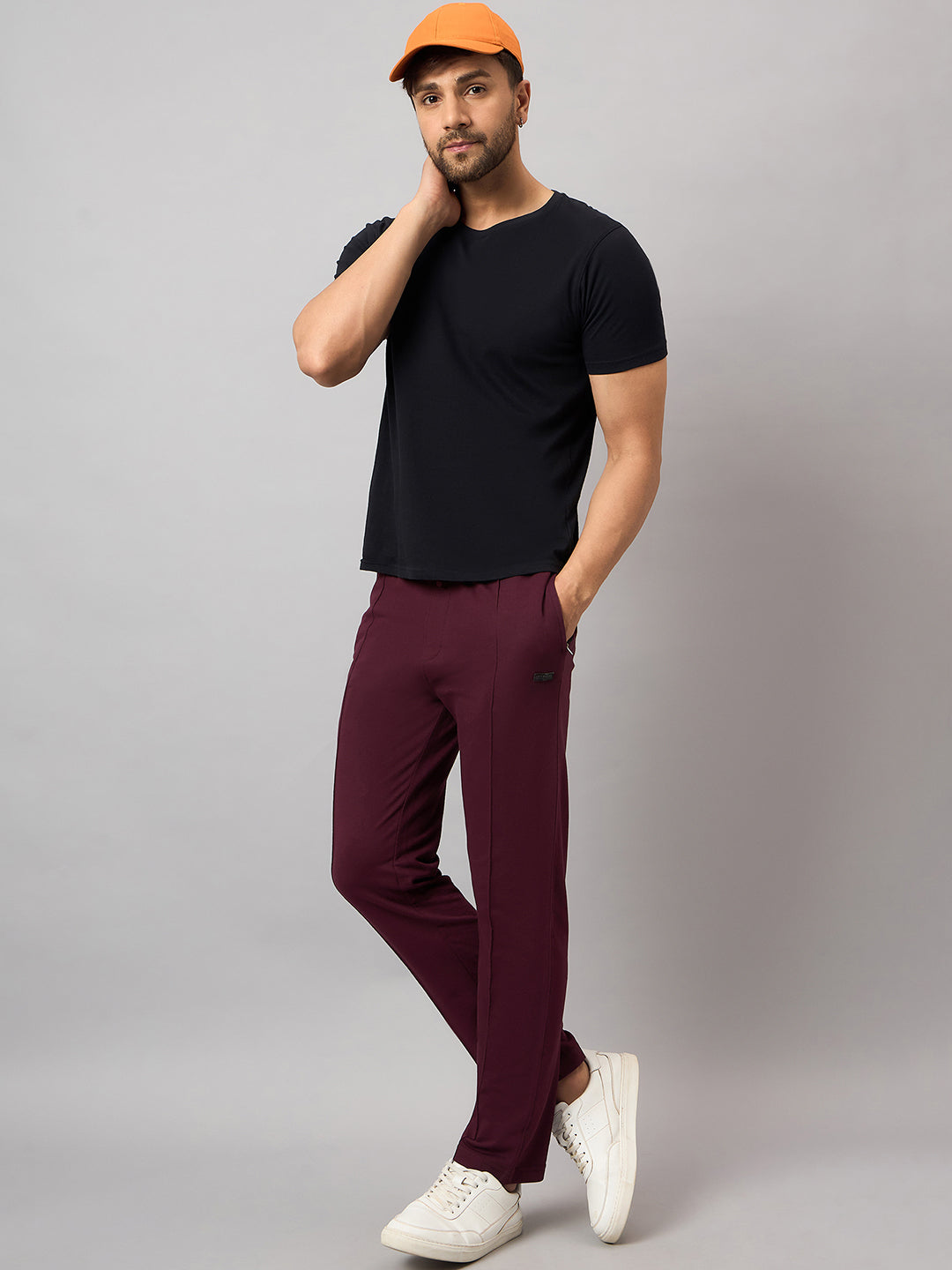 Wine Solid Track Pant