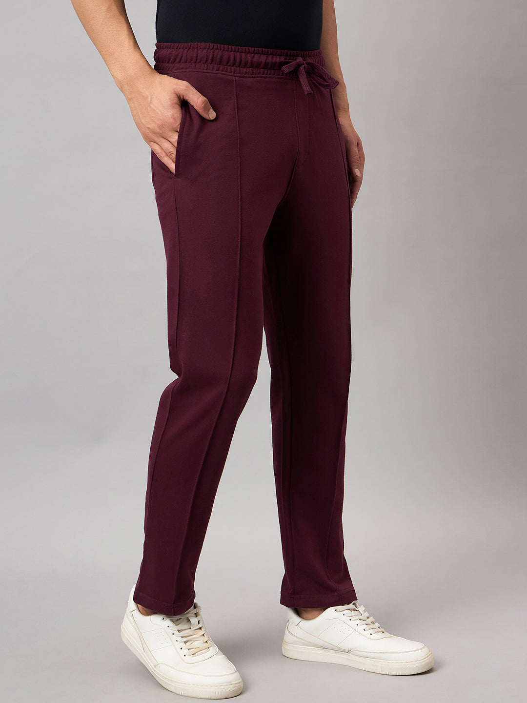 Wine Solid Track Pant
