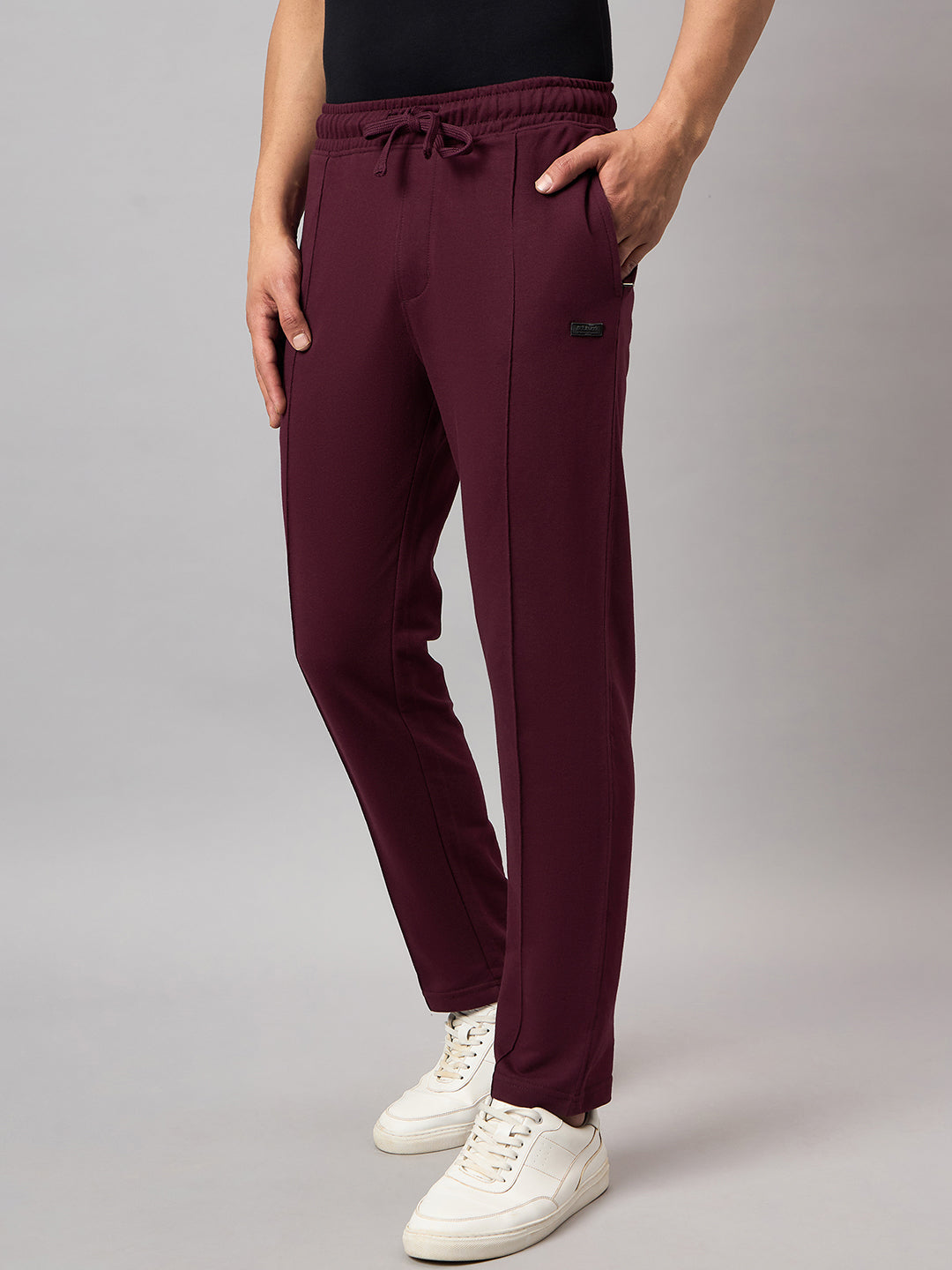 Wine Solid Track Pant