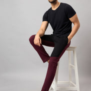 Wine Colorblocked Track Pant