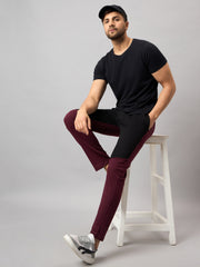 Wine Colorblocked Track Pant