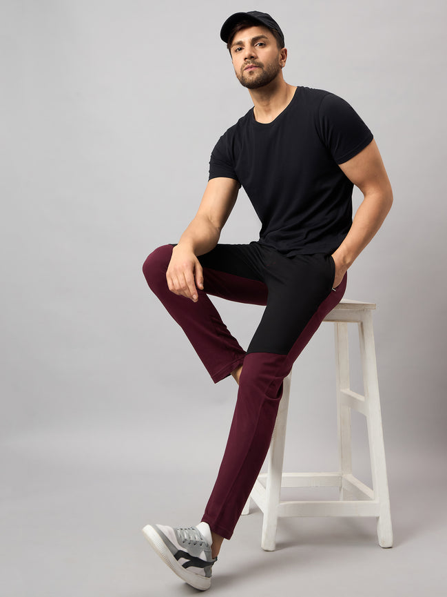 Wine Colorblocked Track Pant