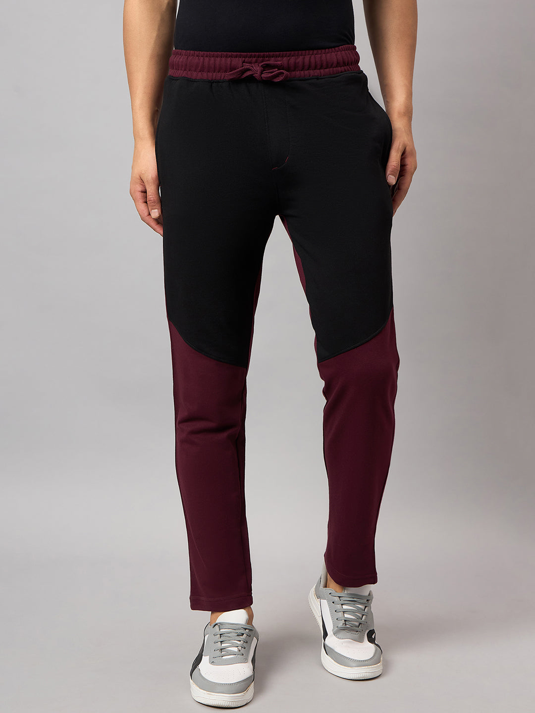 Wine Colorblocked Track Pant