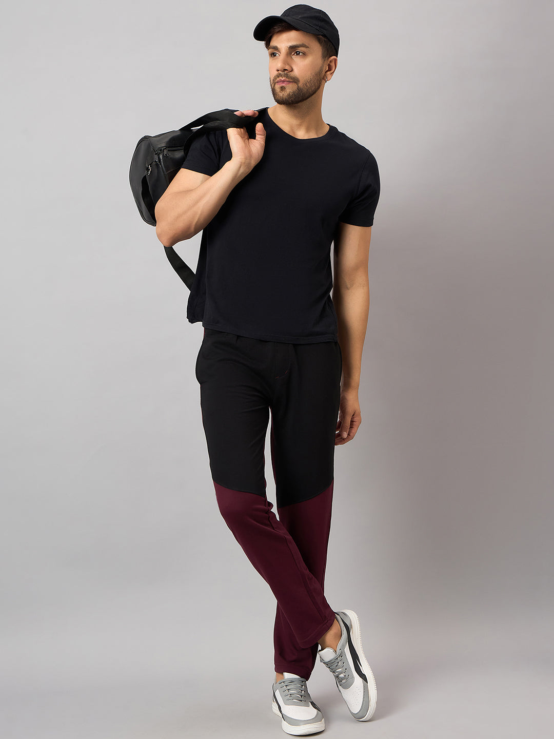 Wine Colorblocked Track Pant