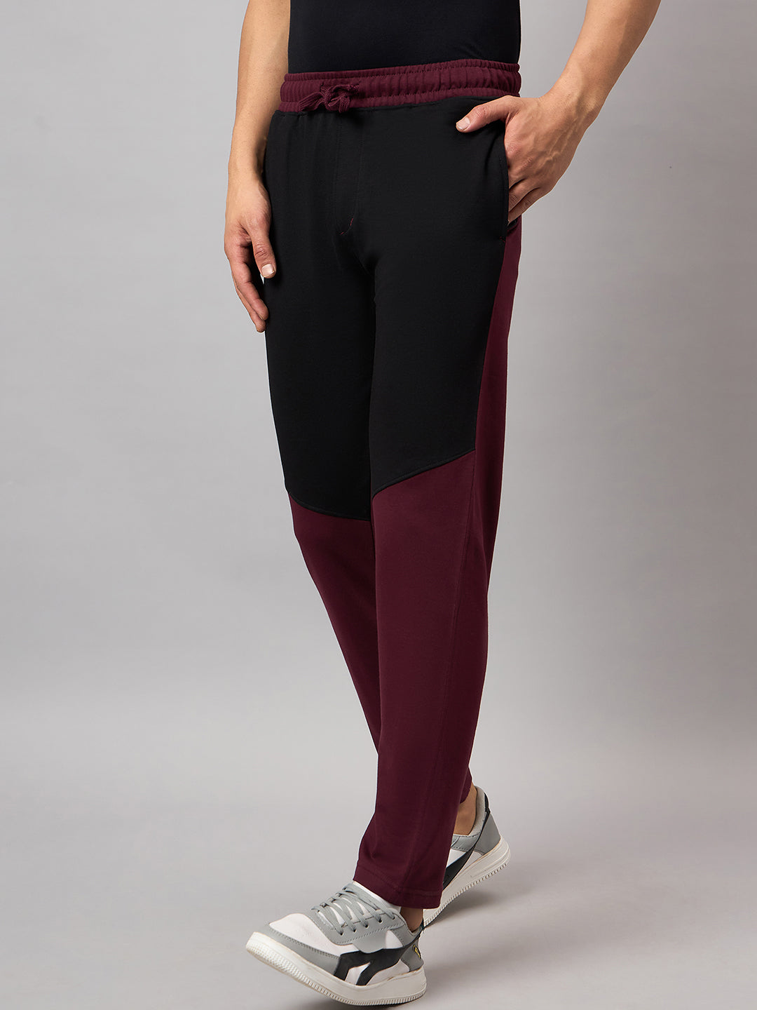 Wine Colorblocked Track Pant