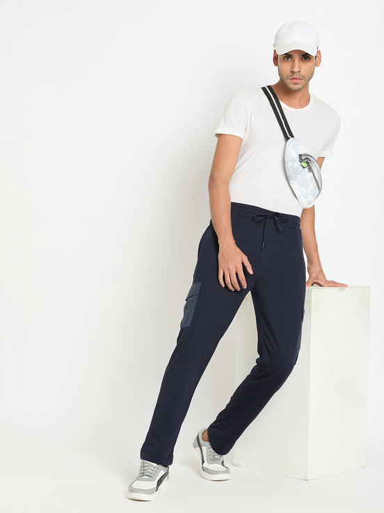 Navy Blue Solid Track Pant