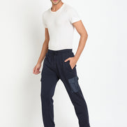 Navy Blue Solid Track Pant