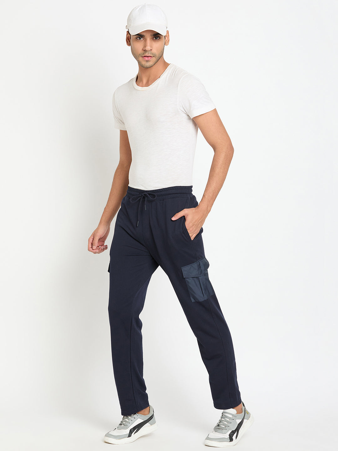 Navy Blue Solid Track Pant