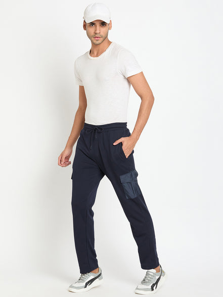 Navy Blue Solid Track Pant