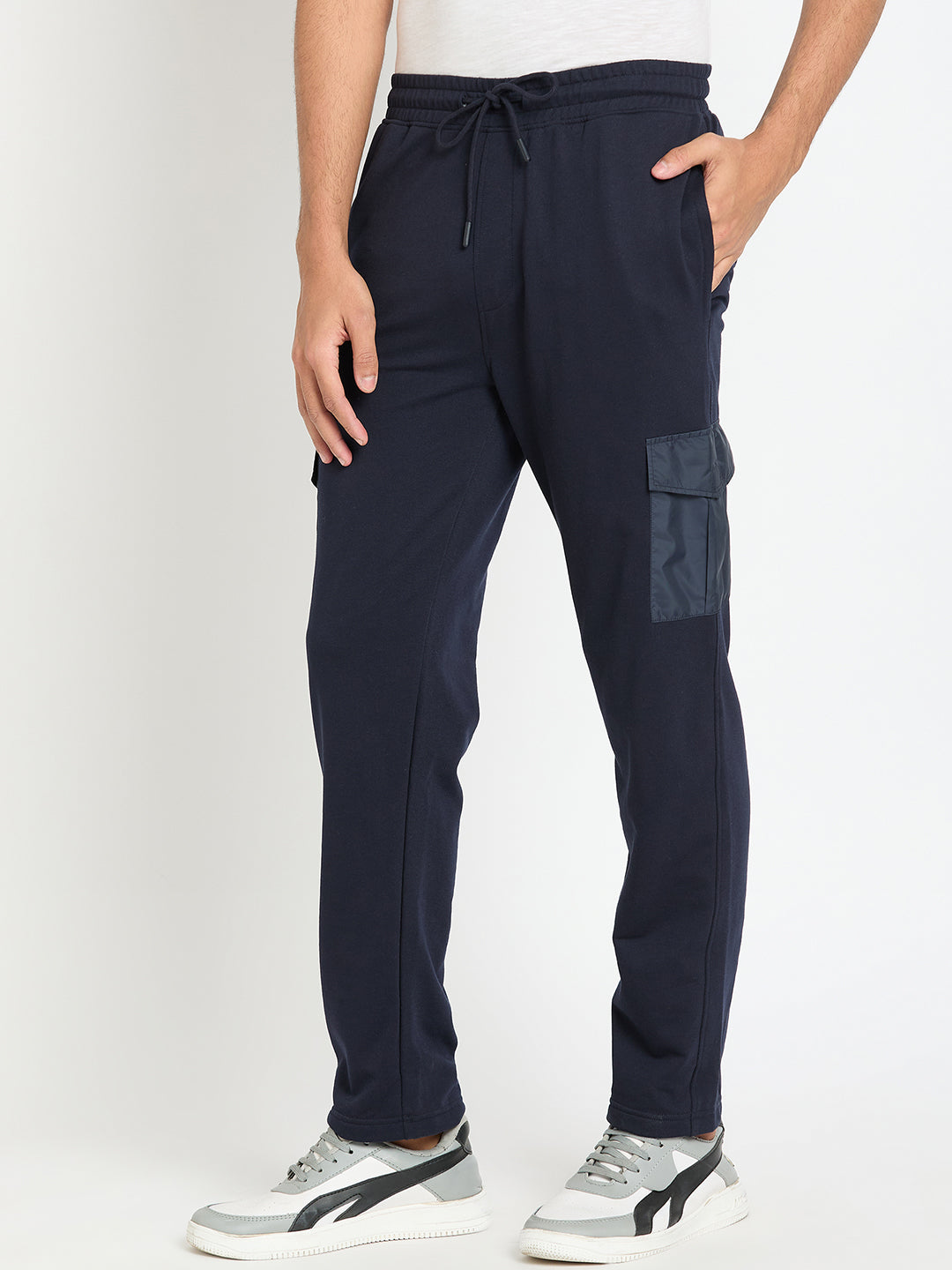 Navy Blue Solid Track Pant