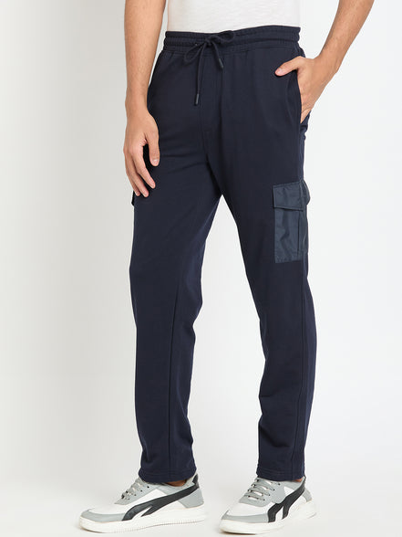 Navy Blue Solid Track Pant