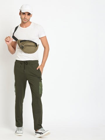 Dark Olive Solid Track Pant