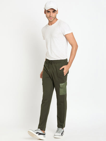 Dark Olive Solid Track Pant