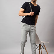 Grey Melange Solid Track Pant