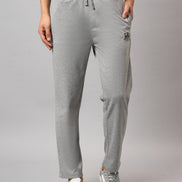 Grey Melange Solid Track Pant