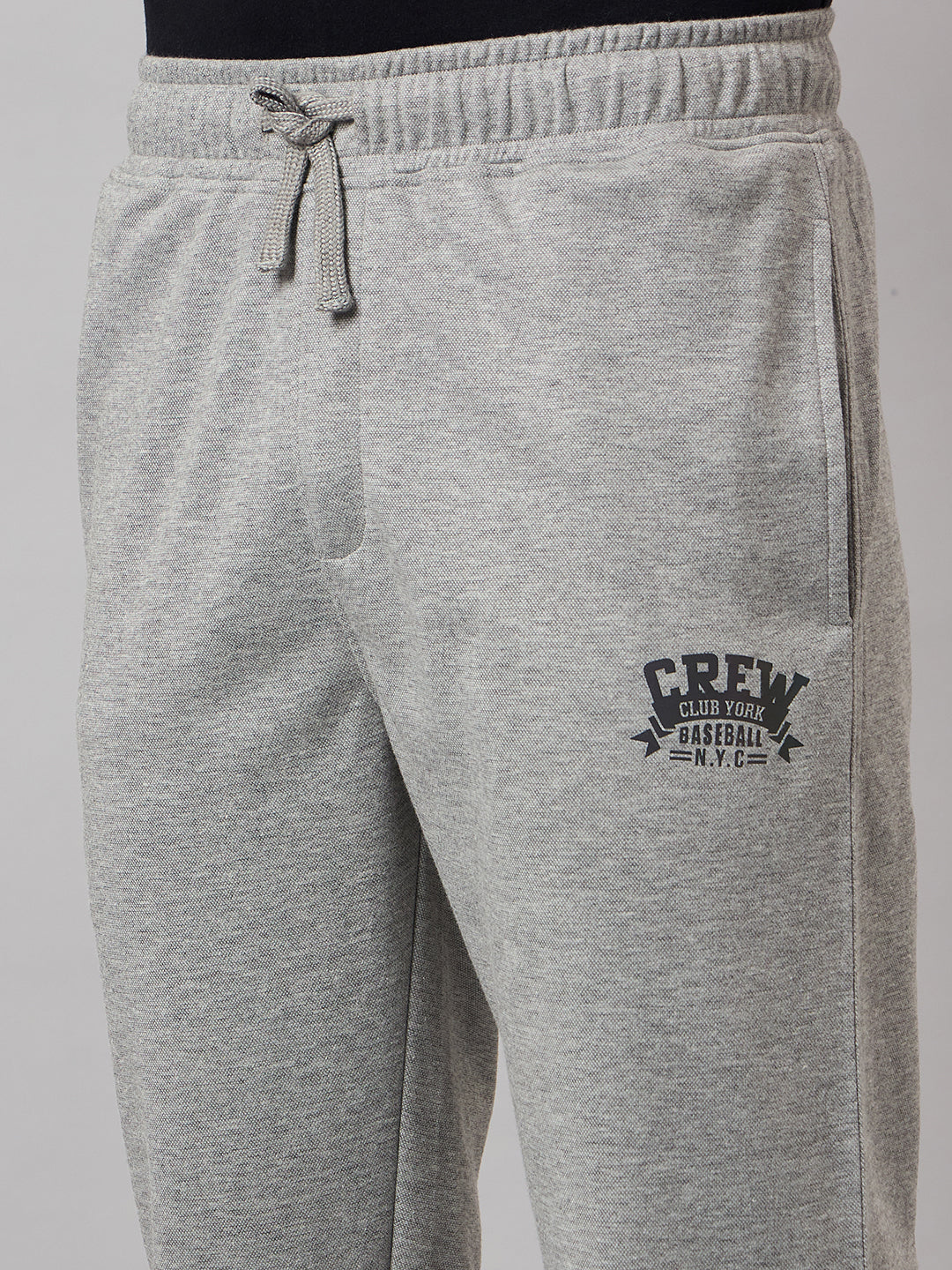 Grey Melange Solid Track Pant