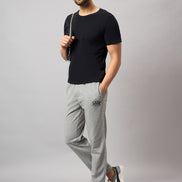 Grey Melange Solid Track Pant