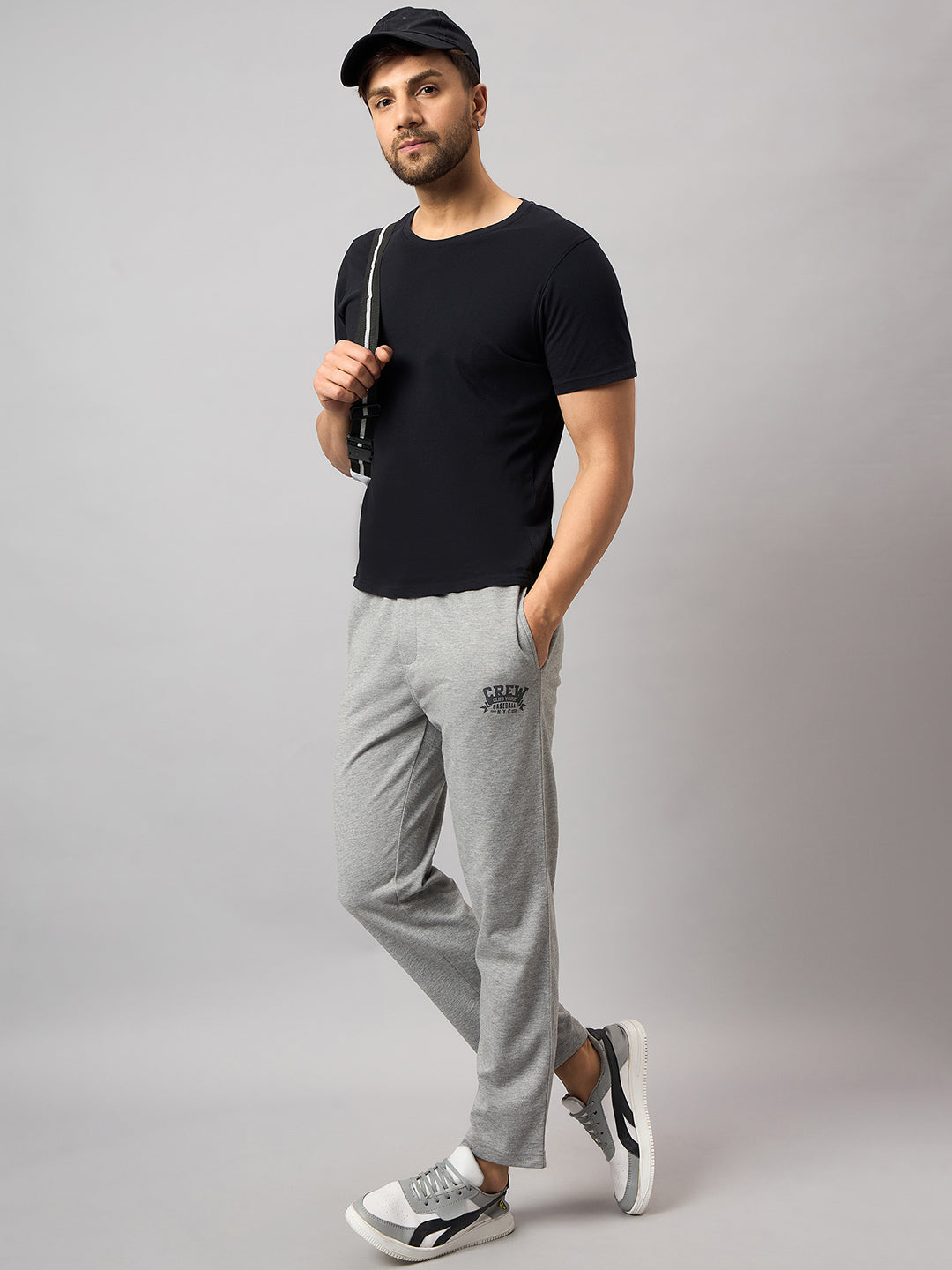 Grey Melange Solid Track Pant