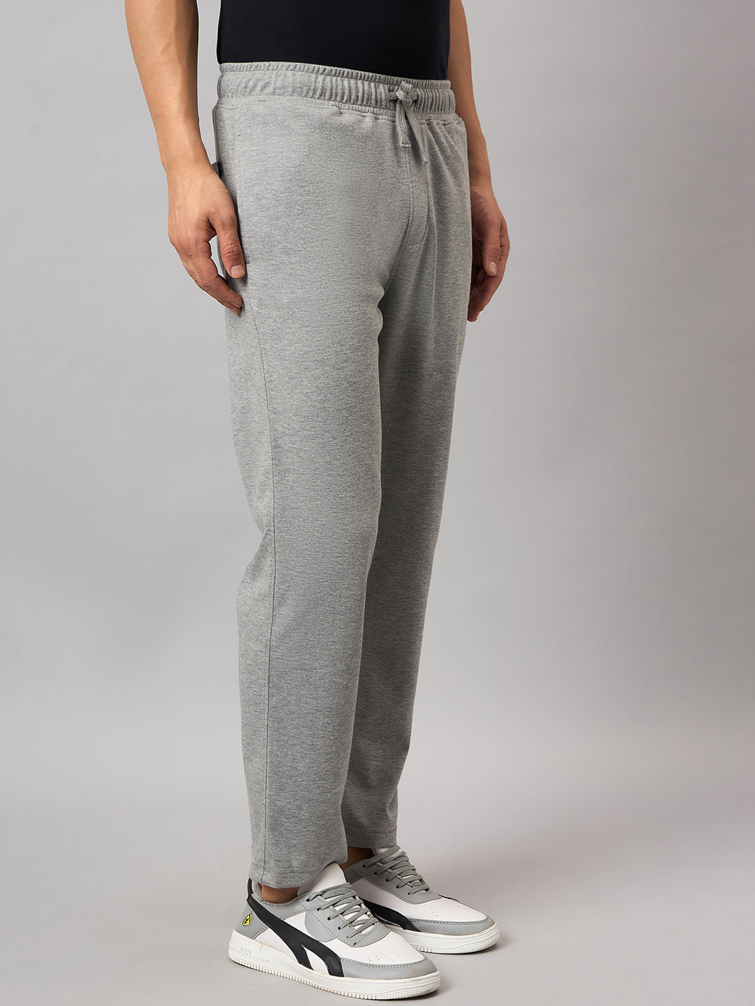 Grey Melange Solid Track Pant
