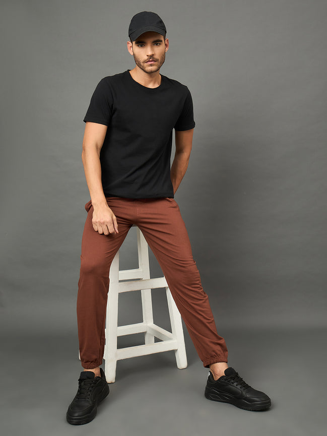 Club York Men Brown Drawstring Trackpant