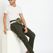 Dark Olive Solid Track Pant