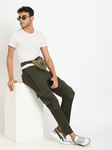 Dark Olive Solid Track Pant