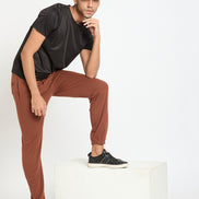 Brown Solid Track Pant