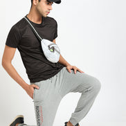 Grey Melange Printed Track Pant