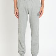 Grey Melange Printed Track Pant