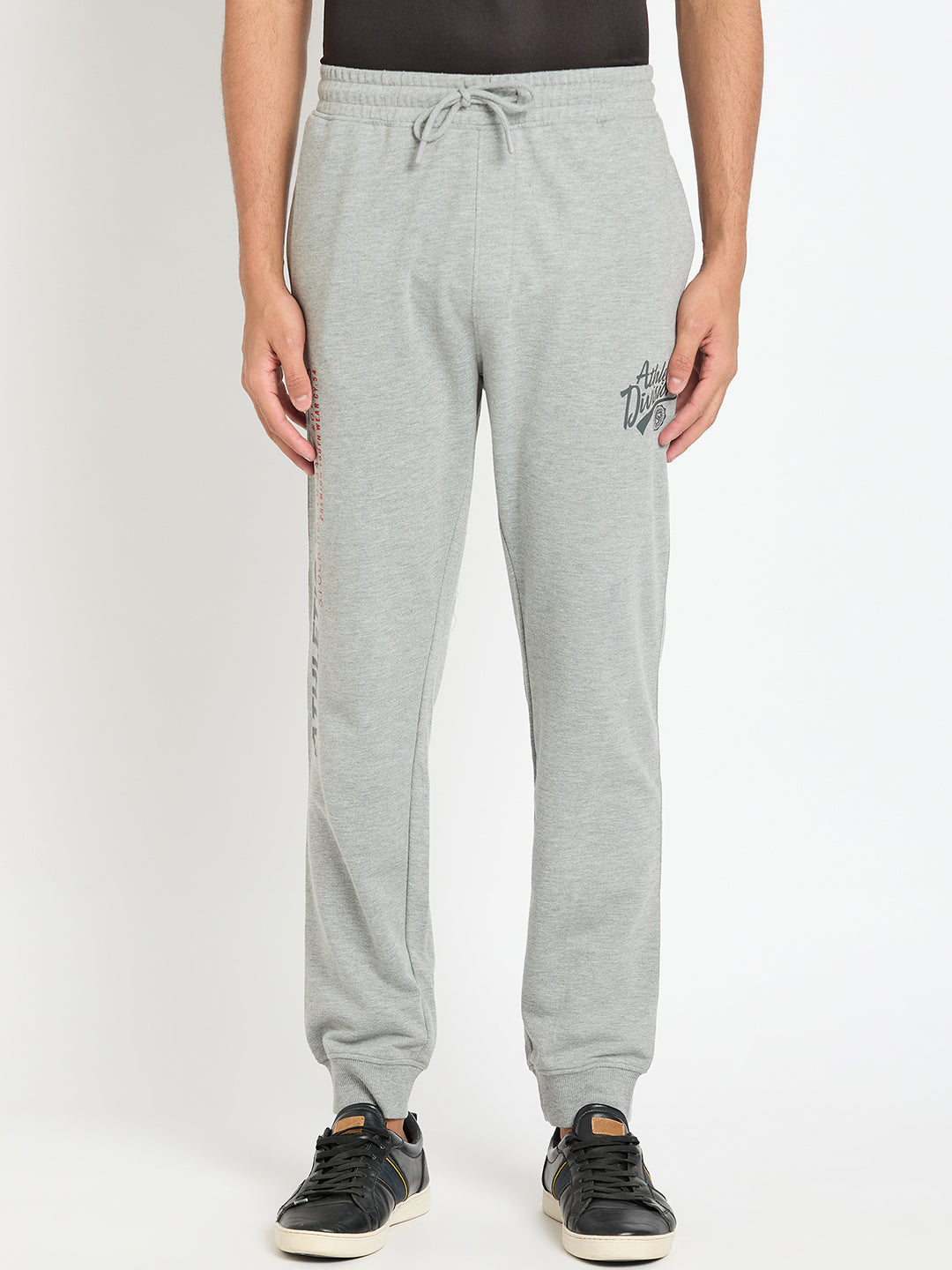 Grey Melange Printed Track Pant