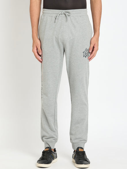 Grey Melange Printed Track Pant