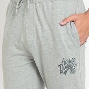 Grey Melange Printed Track Pant