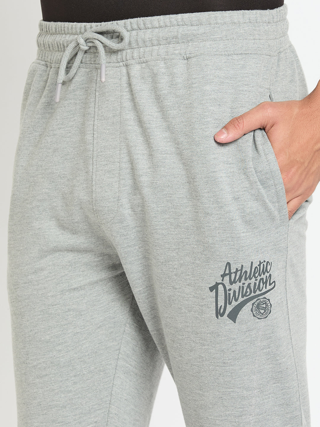 Grey Melange Printed Track Pant