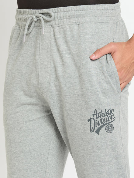 Grey Melange Printed Track Pant