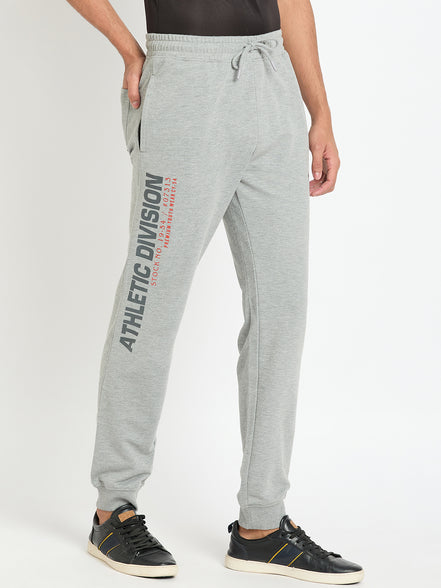 Grey Melange Printed Track Pant