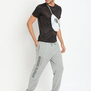 Grey Melange Printed Track Pant