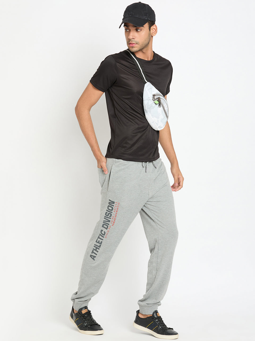 Grey Melange Printed Track Pant