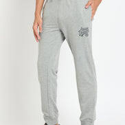 Grey Melange Printed Track Pant